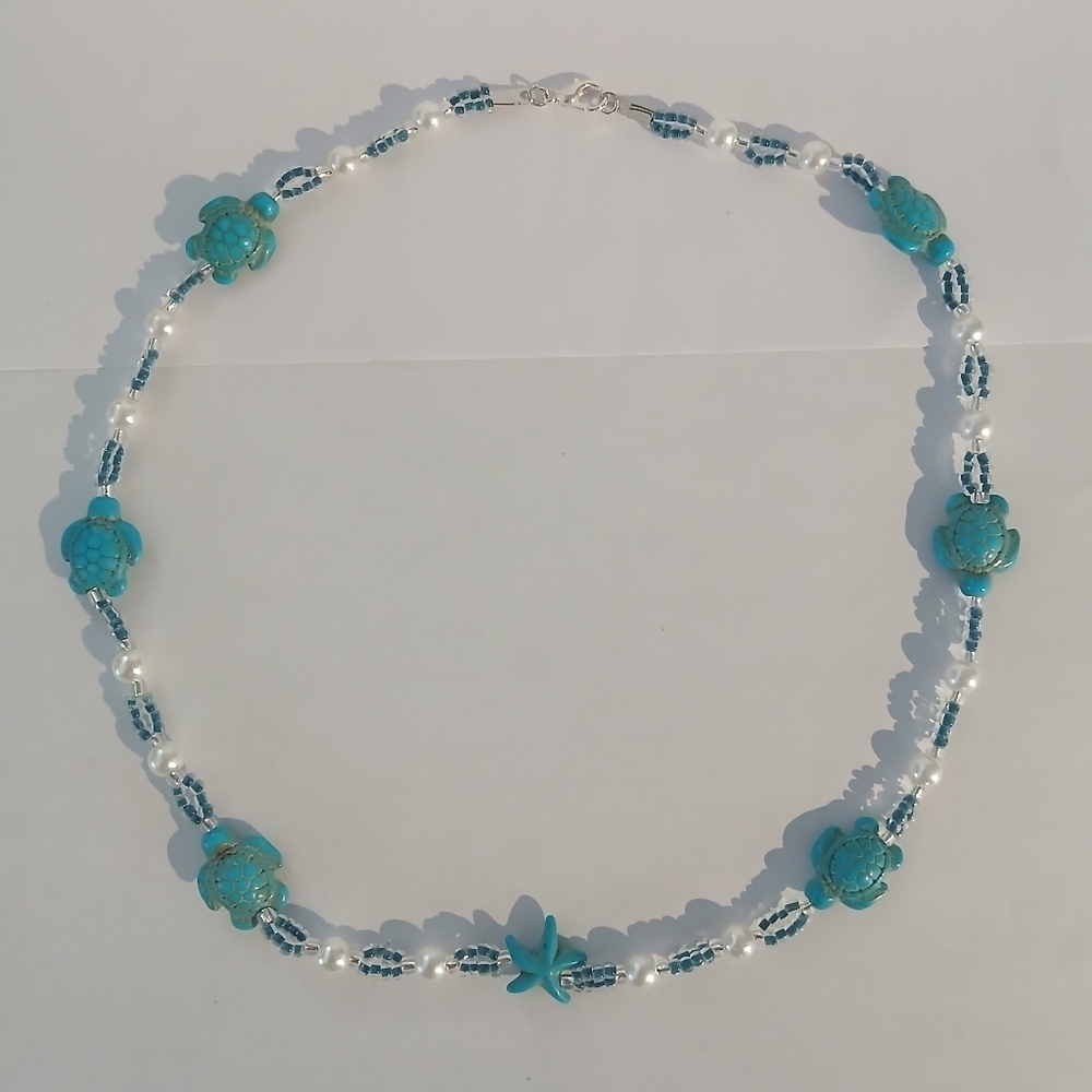 Turquoise Turtle & Starfish Necklace - Picture 6 of 8